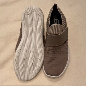 Neutral Taupe Slip-On Sneakers with White Soles
